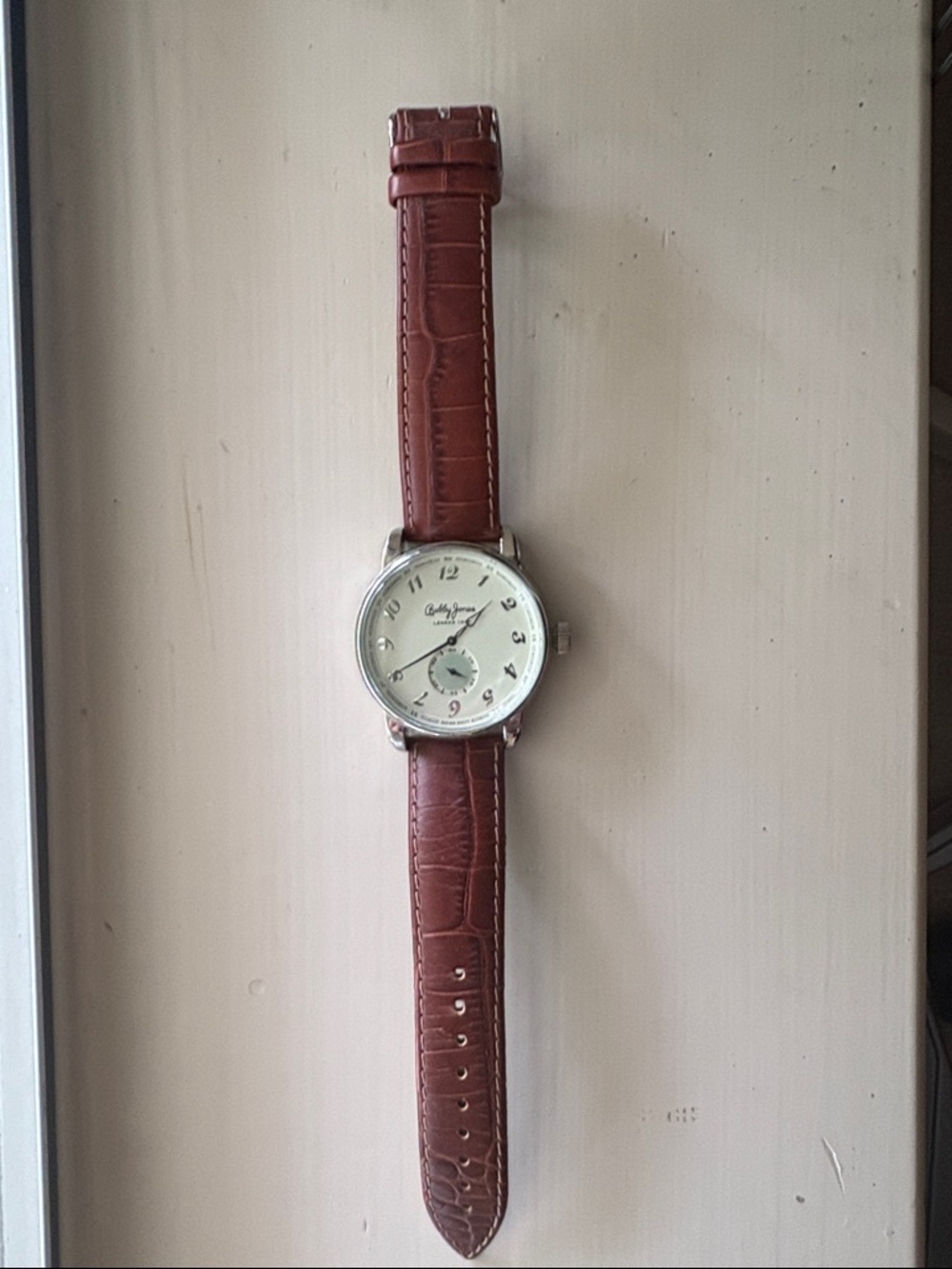 Bobby Jones Brown Leather Strap Watch with Silver Case NEVER WORN!
